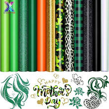 XINFANGXIU 12 Sheets 12x10in Mothers Day Vinyl Adhesive Cricut Green Glitter Heat Press Vinyl HTV Heat Transfer Vinyl for TShirt 2024 - buy cheap