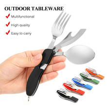 Camping Tableware Outdoor Cooking Supplies 4 In 1 Spoon Folding Pocket for Picnics Hiking Survival Multifunction Kamp Tools 2024 - buy cheap