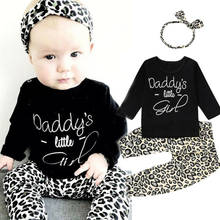 3pcs Newborn Infant Baby Set Toddler Girl Leopard print Clothes Black Long Sleeve Tops + Pants + Headband Outfits Baby Clothing 2024 - buy cheap