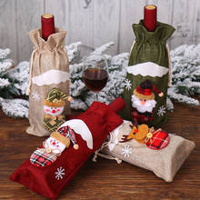 Рождественские Чехлы для винных бутылок, праздничные Чехлы для бутылок с Санта-Клаусом, шампаном, домашние рождественские украшения для стола, декоративные подарки 2024 - купить недорого