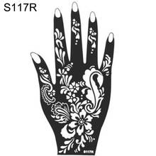 1 pc índia henna tatuagem temporária stencil pintura etiqueta modelo de pintura para única mão diy corpo arte decalque kit ferramentas 2024 - compre barato