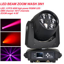 6x40W LED BEAM ZOOM WASH 3IN1 Moving Head Light RGBW Professional Stage Party Disco DJ LED Bee Eye Beam Moving Head Lights 2024 - buy cheap