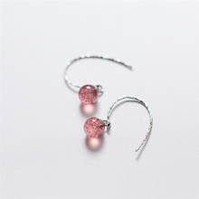 Rosa morango cristal coreano criativo 925 sterling silver temperamento personalidade moda feminino brinco sea076 2024 - compre barato