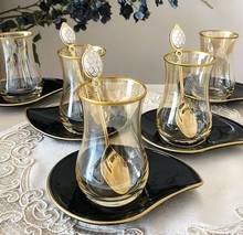 Conjunto de chá de 12 peças conjunto de chá chá placa de vidro de chá inglês conjunto de chá-12 peça conjunto de chá equipe de chá xícara de pires chá turco equipe 2024 - compre barato