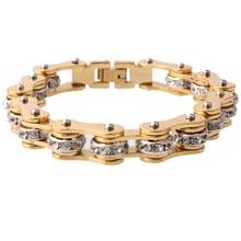 Granny Chic Cool Jewelry Heavy 9mm Gold Tone Stainless Steel Men's Bike Chain Bracelet for Men AAA Crystal bracelets for women 2024 - buy cheap