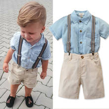 1-5 Years Toddler Baby Boys Gentleman Clothes Short Shirt Tops Overalls Rompers Pants Boys Formal Outfits 2024 - buy cheap