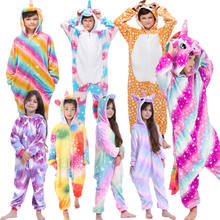 Conjunto de pijamas de flanela para crianças, pijamas de inverno com animais, unicórnio e capuz para meninas 2024 - compre barato