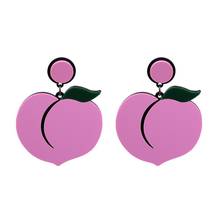 Web Celebrity Fashion Pink Juicy Peach Acrylic Earrings Trendy Cute Big Peach Drop Earrings For Women Jewelry Wholesale E19154 2024 - buy cheap