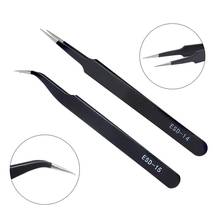 2Pcs Stainless Steel Straight Curved Eyelash Tweezers Clip Nail Art Makeup Tool 2024 - buy cheap