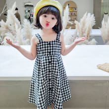 Summer Girls Clothing 2020 Toddler Kids Baby Girl Plaid Dress Sleeveless Button Party Sundress Dress BC869 2024 - buy cheap