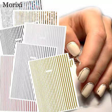 Morixi nail art sticker 3D gold silver liners leaves heart back glue nail foils ultra thin beauty nail art decals WG045 2024 - buy cheap