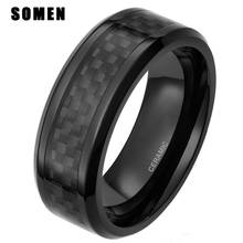 8mm Men's Ceramic Ring Black Carbon Fiber Inlay For Male Engagement Ring Wedding Band AnillosMinimalis Mens Jewelry Friends Gift 2024 - buy cheap
