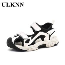 Обувь для мальчиков ULKNN 2021, модные сандалии, летняя обувь для детей, новые детские повседневные сандалии, удобная однотонная обувь, нескользящая обувь 26-38 2024 - купить недорого