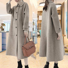 Abrigo de lana de gama alta para mujer, Chaqueta larga holgada de gran tamaño con una sola botonadura, Hepburn, para invierno, f2164 2024 - compra barato