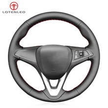 Lqtenleo preto capa de volante de couro genuíno para vauxhall astra k corsa e viva 2014-2020 crossland x grandland x insignia 2024 - compre barato