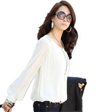 Summer Women White Black Puff sleeve Plus Size 4xl shirts Tops Ladies Long-sleeve Loose Chiffon Blouses Female Blusas Clothing 2024 - buy cheap