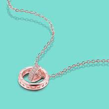 Colar feminino de prata 925 pura, de alta qualidade, liso, colar redondo de ouro rosa, corrente de rolo, 45cm, joia de enfeite, presente 2024 - compre barato