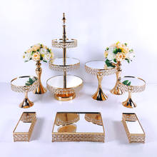Crystal Metal Cake Stand Set 5-14pcs  Acrylic Mirror Cupcake decorations Dessert Pedestal Wedding Party Display Tray 2024 - buy cheap