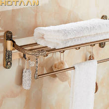 Aluminum Foldable Antique Brass Bath Towel Rack Active Bathroom Towel Holder Double Towel Shelf With Hooks Bathroom Accessories 2024 - buy cheap