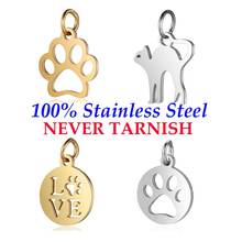 5 Pieces Love Dog Paw Cat Charm Wholesale 100% Stainless Steel DIY Jewelry Finding Pendant DIY Jewelry Charms High Polished 2024 - buy cheap