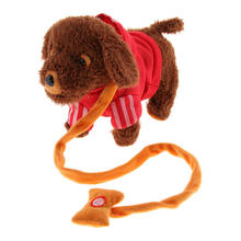 Дети ходьба и лай собака плюшевая Тедди щенок игрушка с дистанционным управлением поводок 2024 - купить недорого