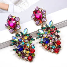 Wholesale Hanging Metal Strawberry-Shaped Colorful Crystals Dangle Drop Earrings Fine Rhinestone Jewelry Accessories For Women 2024 - buy cheap