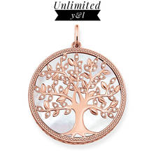 Tree of Love Pendant 925 Sterling Silver Rose Gold Shell Round Disc Fashion Good DIY Necklace Jewelry Accessories Women 2020 New 2024 - buy cheap