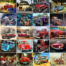 Full square Cross stitch dirll drawing 5d diamond painting kit Traffic car vintage car landscape cartoon complet mosaic cuadros 2024 - buy cheap