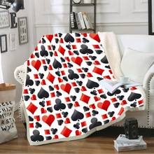 Icons of Playing Cards Sherpa Blanket Geometric Throw Blanket Kids Blankets Warm TV Blanket Sofa Cover Bright Red Black White 2024 - buy cheap