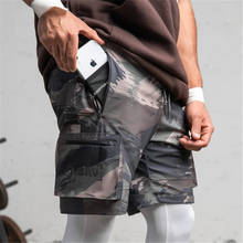 Shorts camuflado multifuncional masculino, bermuda masculina para treino, musculação, academia e corrida, 0335 2024 - compre barato