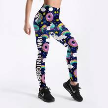 3D printed fitness push up workout leggings women gothic unicorn rainbow doughnut High Waist punk rock pants 2024 - buy cheap
