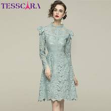 TESSCARA Women Spring Elegant Lace Dress Festa High Quality Luxury Wedding Party Robe Femme Vintage Designer Cockatil Vestidos 2024 - buy cheap