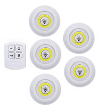 Battery Operated Dimmable LED Under Cabinet Light COB LED Puck Lights Closets Lights with Remote Control for Wardrobe Bathroom 2024 - buy cheap