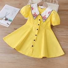 Kids Girls Yellow Embroidery Dress 2021 New Arrival Children Princess Shirts Dress Brief Little Girls School Dress Age For 2-6Y 2024 - buy cheap