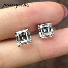 PANSYSEN Classic 3ct 7MM Square Lab Moissanite Diamond Stud Earrings 100% Pure 925 Sterling Silver Fine Jewelry Wedding Gifts 2024 - buy cheap