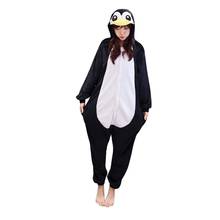 Adultos Unisex Pijamas Pijama de una sola pieza de Anime negro pingüino de franela de dibujos animados lindo caliente Cosplay ropa de dormir 2024 - compra barato