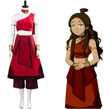Avatar: a última fantasia de katara, traje cosplay, uniforme, vestido vermelho, roupas de dia das bruxas, carnaval, fantasia feminina 2024 - compre barato