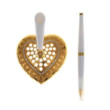 Wedding Party Guest Book Signing Pen Golden Heart Pen Holder Decor Supplier 2024 - buy cheap