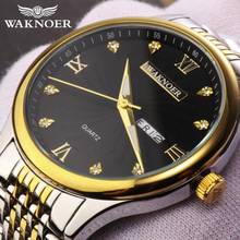 WAKNOER Men Watch  Week Display Sapphire Crystal Quartz Wrist Wristwatch Male Clock Relogio Masculino Ripple Dialerkek kol saati 2024 - buy cheap