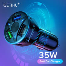 Getihu-carregador de 35w com 3 portas usb para carro, carga rápida, para iphone 12, 11 pro, x, xs, xr, max, 6, 7, 8 plus, xiaomi, mi, samsung, huawei, ipad 2024 - compre barato