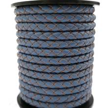 5mm Round Jean Blue Braided Bolo Ties Leather Strap, 5mm Braid Leather Cord for DIY Bracelet Jewelry Making 2024 - buy cheap