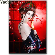 5d quadrado completo redondo broca bordado diamante japonês geisha mulher pintura de diamante ponto de cruz imagem de quebra-cabeça de strass 2024 - compre barato