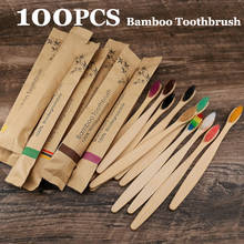 Escova de dentes de bambu ecológica, 50/100 pçs, fibra de cerdas macias, adulto, escova de dentes, cabo sólido, ferramentas de cuidados de limpeza oral 2024 - compre barato