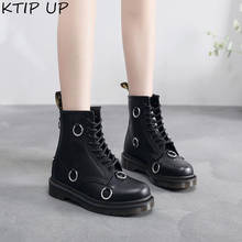 Genuine Leather Boots Women Boots Black Ankle Boots for Women Punk Motorcycle Boots Autumn Winter Shoes Women Shoes 2024 - buy cheap