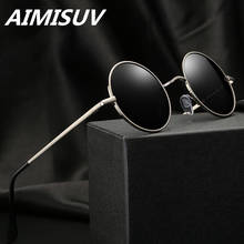 AIMISUV-gafas de sol redondas clásicas para hombre, lentes polarizadas con montura de Metal, color negro, UV400 2024 - compra barato