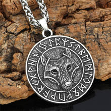 Antique Silver Color Wolf Head Necklace Pendant Men's Women Viking Jewelry Gift Forest Animal Amulet Totem Vintage Round Pendant 2024 - buy cheap