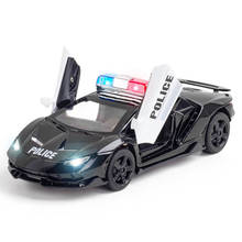 1/32 Alloy Die Cast LP770-4 Police Model Supercar Toy Vehicle Sound Light Pull Back Sports Car Toys For Children Kids 2024 - buy cheap