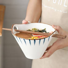 Ramen Bowl  Ceramic Handpainted Japanese Style Noodle Bowl, Double Ear Chopsticks, Rice Salad Soup Bowl 2024 - buy cheap