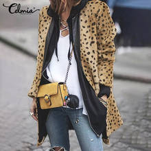 Celmia 2022 Autumn Winter Women Long Sleeve Hooded Fur Coat Leopard Print Zipper Casual Jackets Vintage  Loose Outwears 2024 - buy cheap