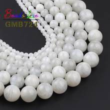 Wholesale Natural Moonstone Round Loose Smooth Beads for Jewelry Making Pick Size 6/8/10MM 15 Inches DIY Bracelet Necklace 2024 - buy cheap